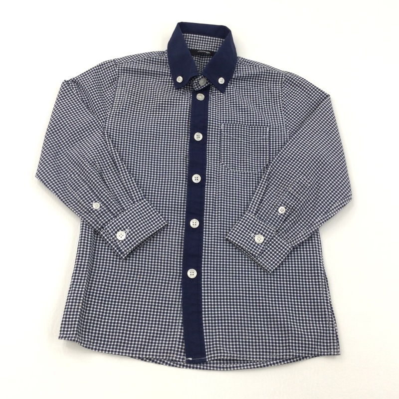 Navy & White Check Long Sleeve Shirt - Boys 3-4 Years