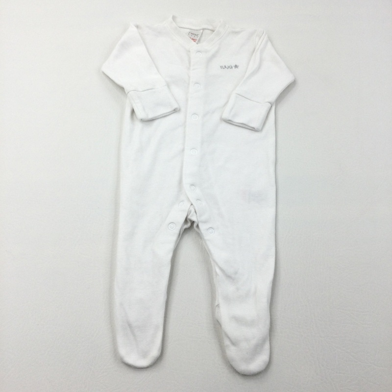 'Next' Embroidered White Babygrow - Girls 0-3 Months