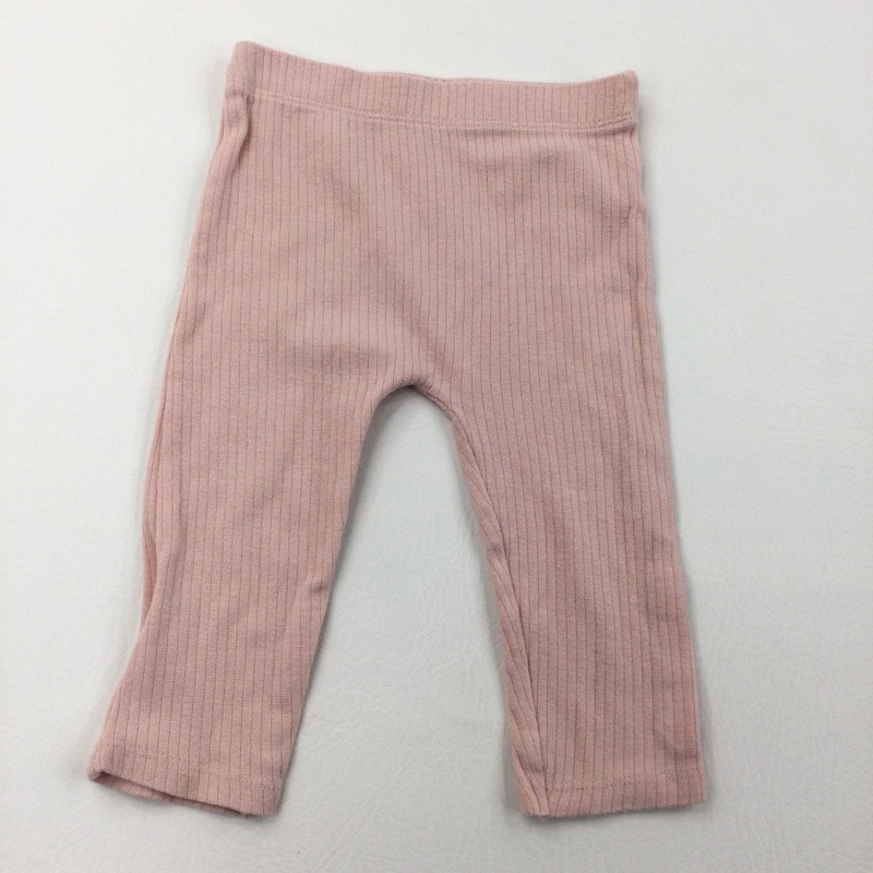 Pink Ribbed Leggings - Girls 6-9 Months