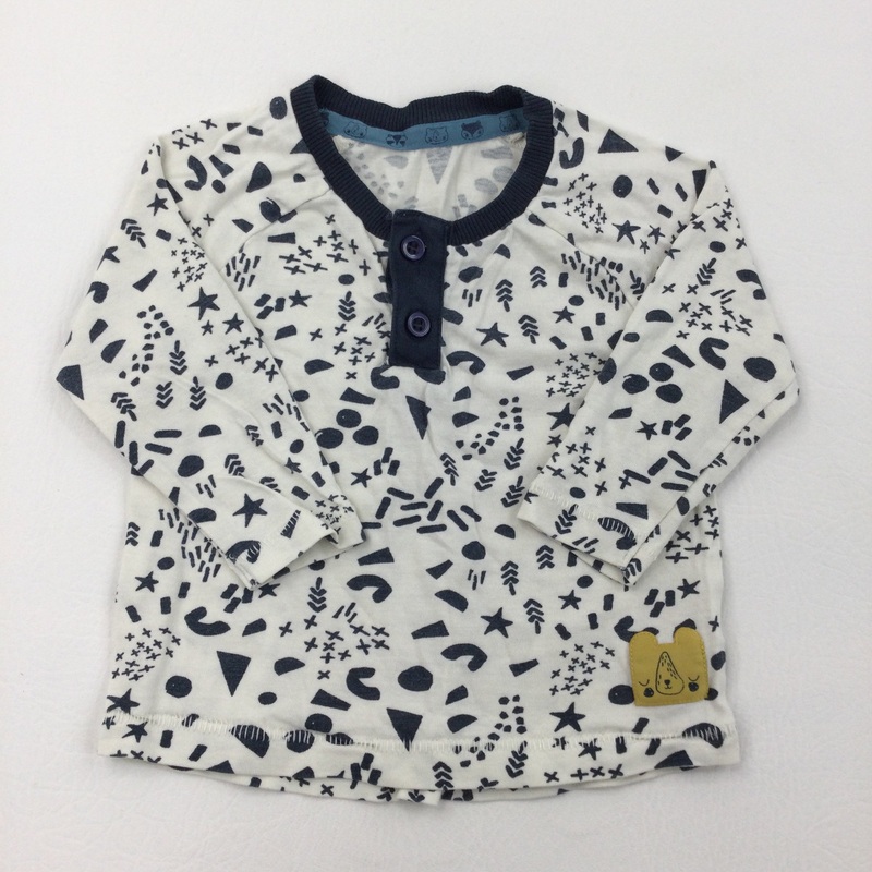 Shapes Cream Long Sleeve Top - Boys 3-6 Months
