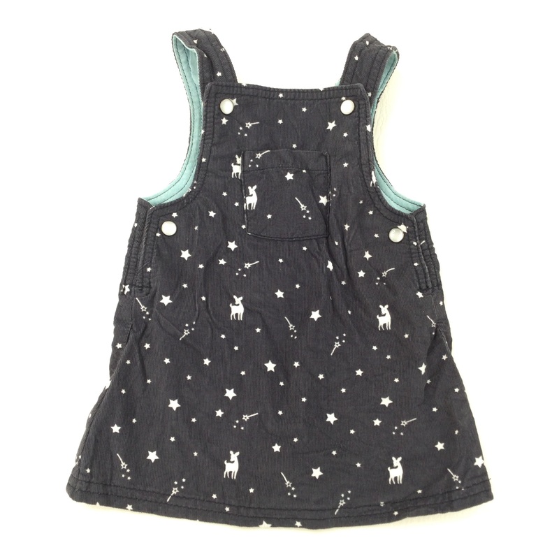 Stars & Deer Cord Dungaree Dress - Girls 6-9 Months