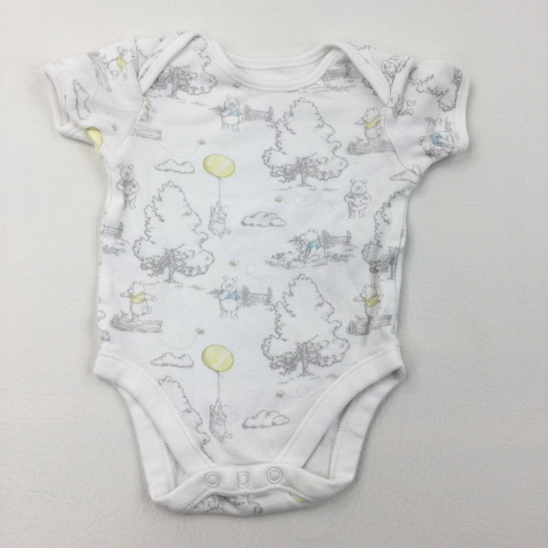 Winnie The Pooh White Short Sleeve Bodysuit - Girls/Boys 3-6 Months
