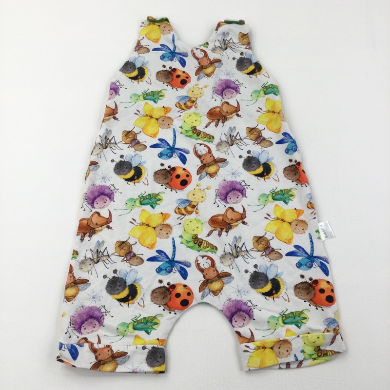 Insects White Short Dungarees - Girls 2-3 Years