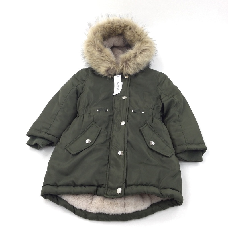 **NEW** Khaki Coat with Faux Fur Hood Trim - Girls 5-6 Years