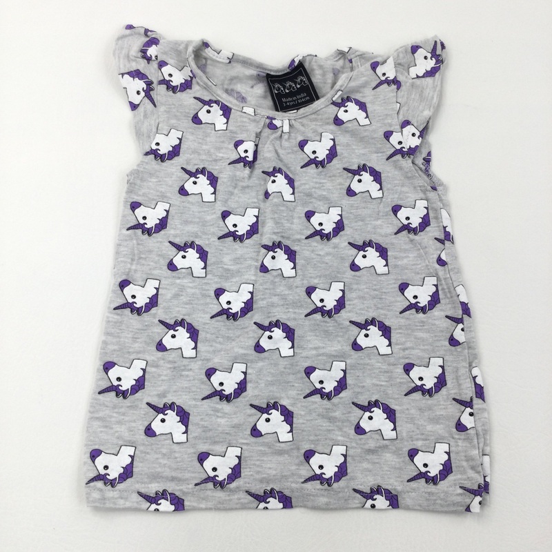 Unicorns Grey T-Shirt - Girls 3-4 Years