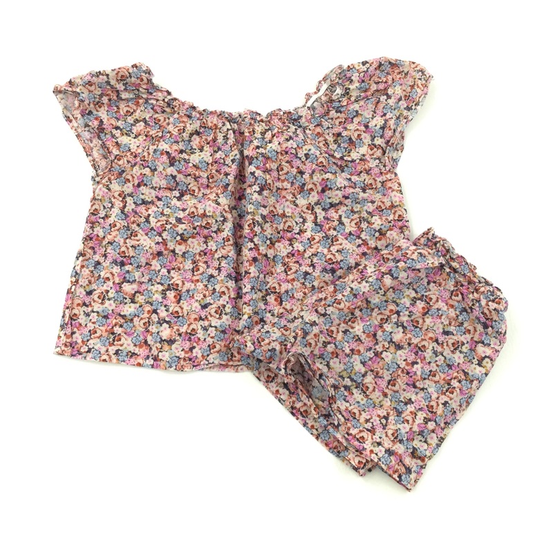 Flowery Off The Shoulder Top & Shorts Set - Girls 4-5 Years