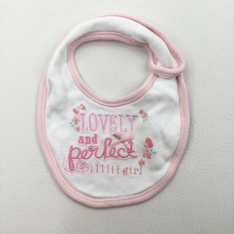 'Lovely and Perfect Little Girl' White & Pink Bib - Girls Newborn