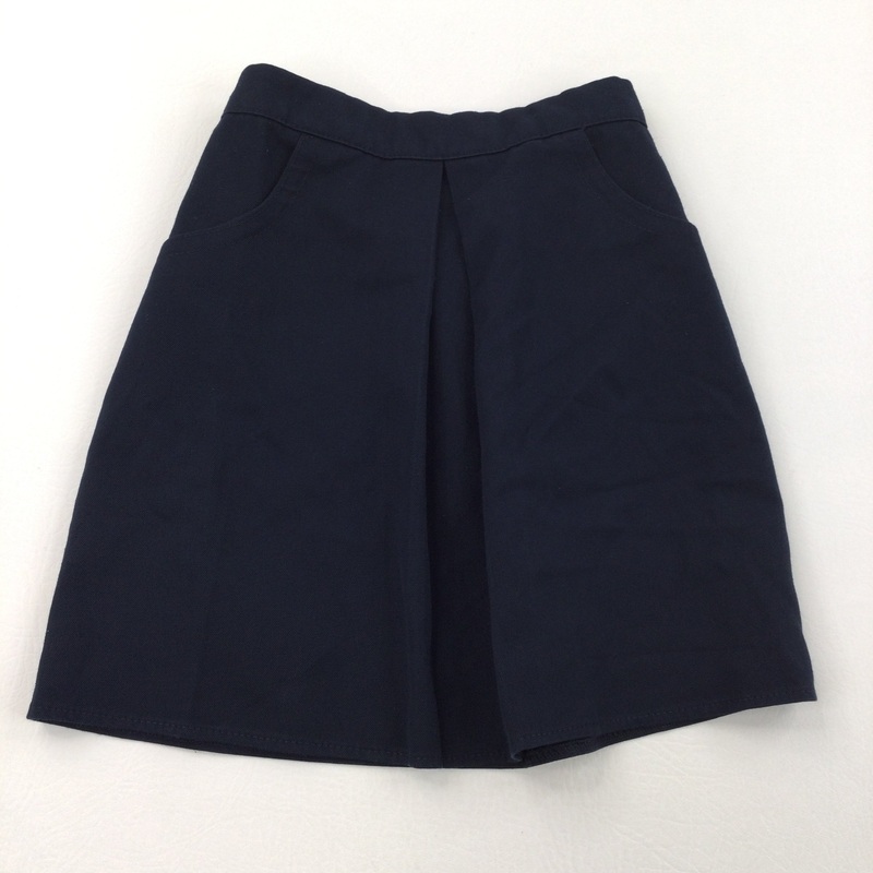 Navy Pleated Front Skirt - Girls 6 Years