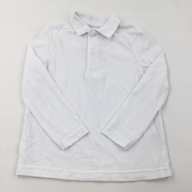 White Long Sleeve Polo Shirt - Boys/Girls 3 Years