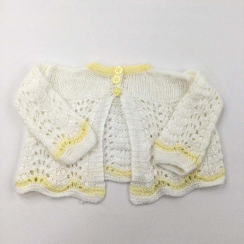 White & Yellow Knitted Cardigan - Girls 9-12 Months