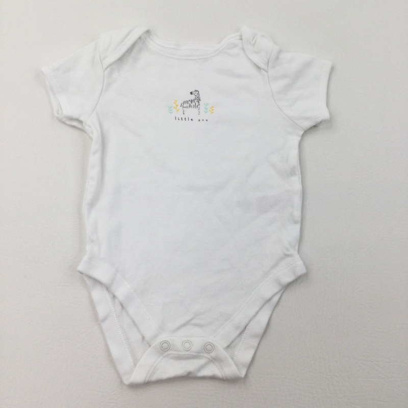Zebra White Short Sleeve Bodysuit - Boys/Girls 9-12 Months