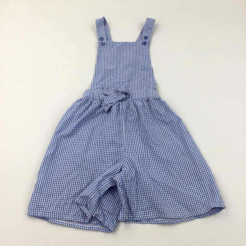 Blue Check Pinafore Playsuit - Girls 8 Years