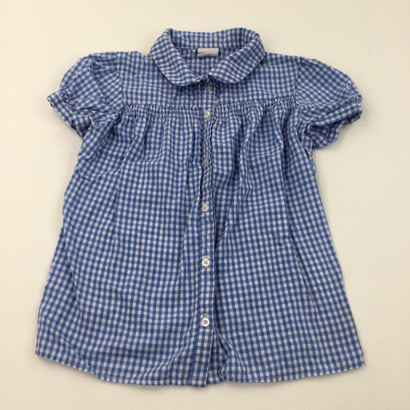 Blue Check Short Sleeve Shirt - Girls 9 Years