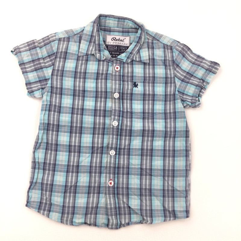Blue & White Check Short Sleeve Shirt - Boys 4-5 Years