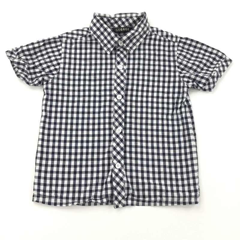 Navy & White Check Short Sleeve Shirt - Boys 4-5 Years