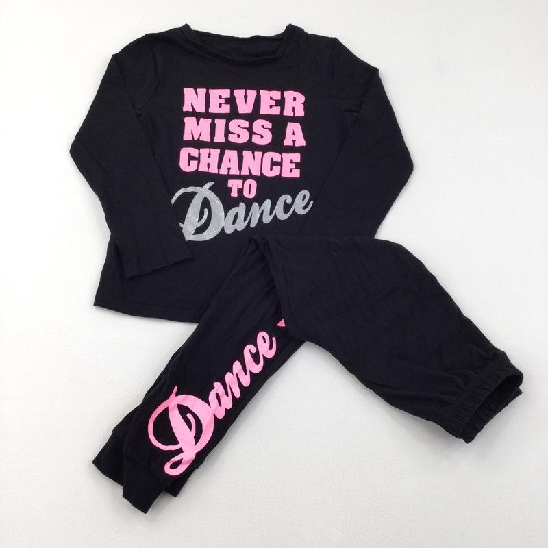 'Never Miss A Chance To Dance' Black Pyjamas - Girls 5-6 Years