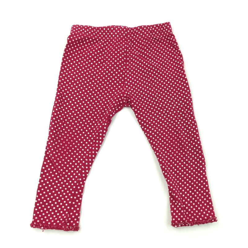 Raspberry & White Spotty Leggings - Girls 12-18 Months