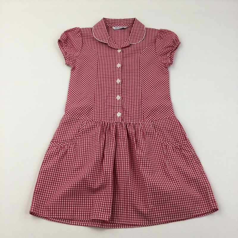 Red Check Summer Dress - Girls 6-7 Years