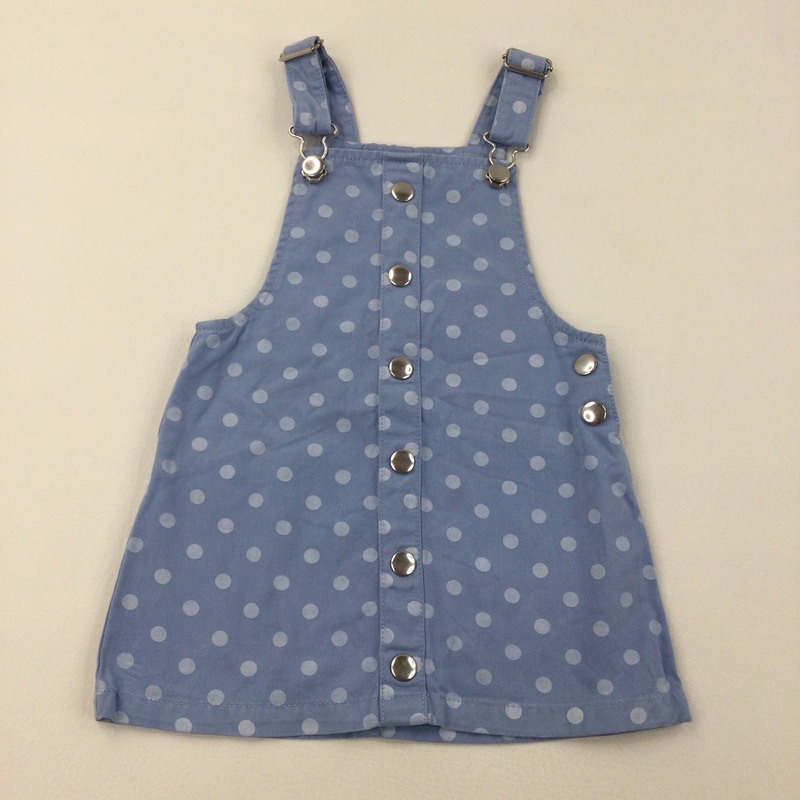 Spotty Blue Dungaree Dress - Girls 3-4 Years
