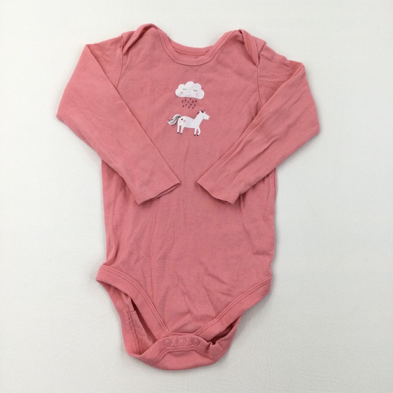 Unicorn Pink Long Sleeve Bodysuit - Girls 12-24 Months
