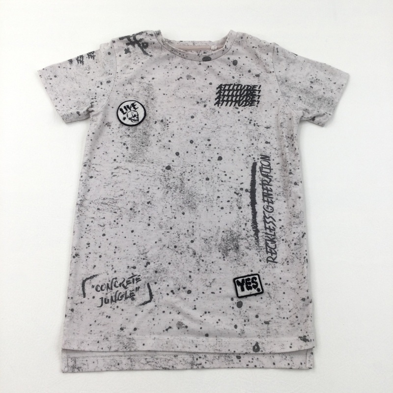 White & Grey T-Shirt - Boys 7 Years