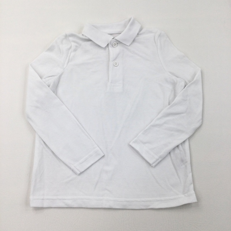 White Long Sleeve Polo Shirt - Boys 3 Years