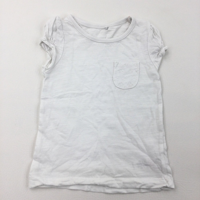 White Pocket T-Shirt - Girls 2-3 Years