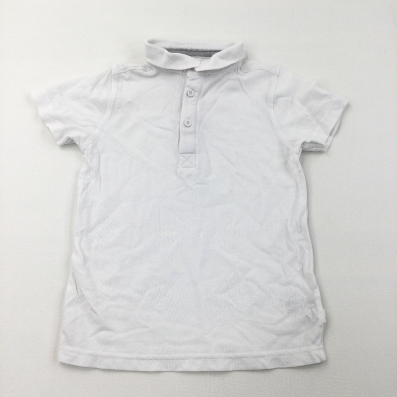 White Short Sleeve Polo Shirt - Boys 4-5 Years