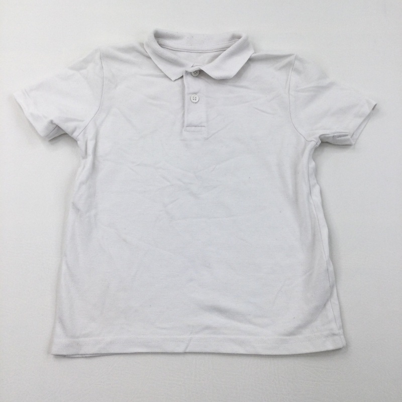 White Short Sleeve Polo Shirt - Boys 5 Years