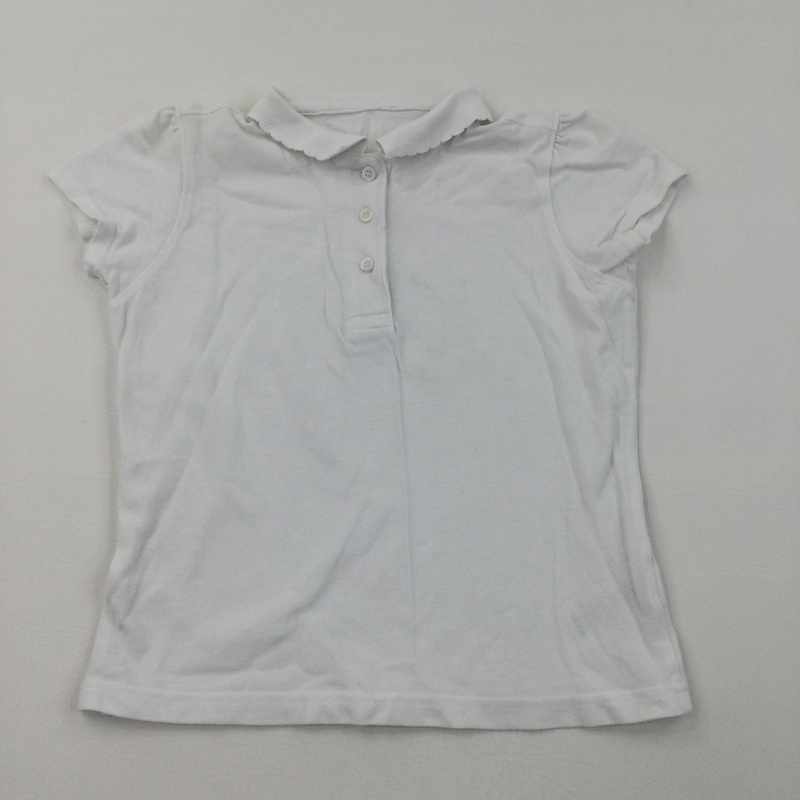 White Short Sleeve Polo Shirt - Girls 7-8 Years