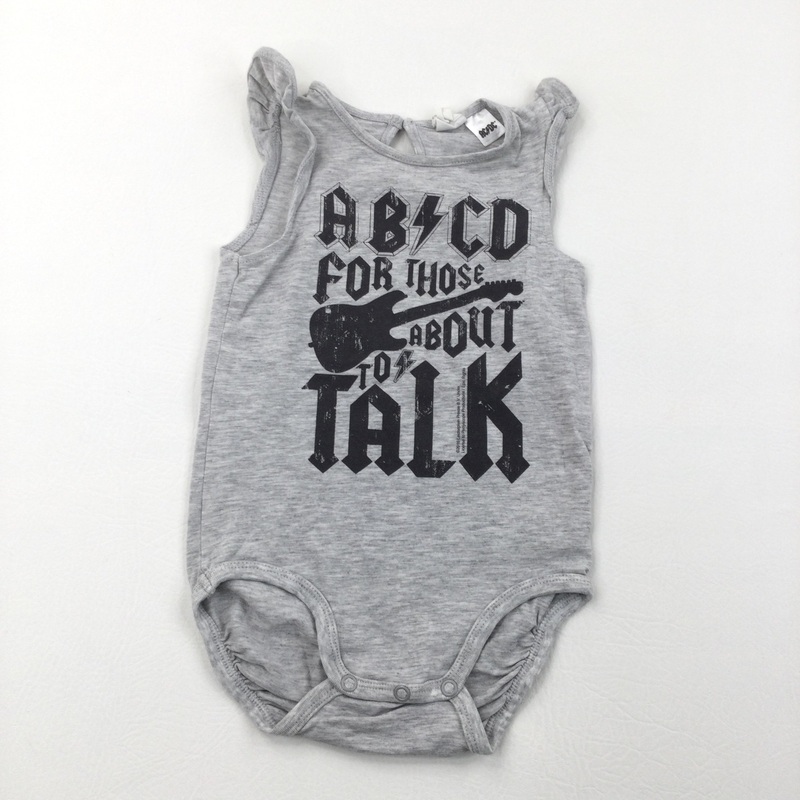'ABCD' Grey Short Sleeve Bodysuit  - Girls 18-24 Months