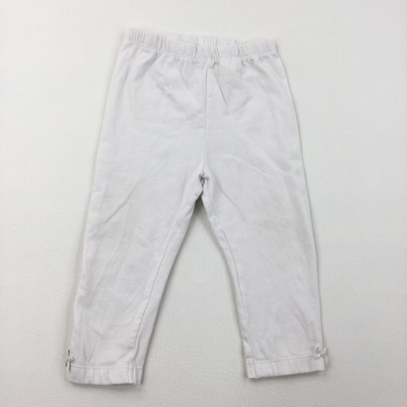 Bow Detail White Leggings - Girls 12-18 Months