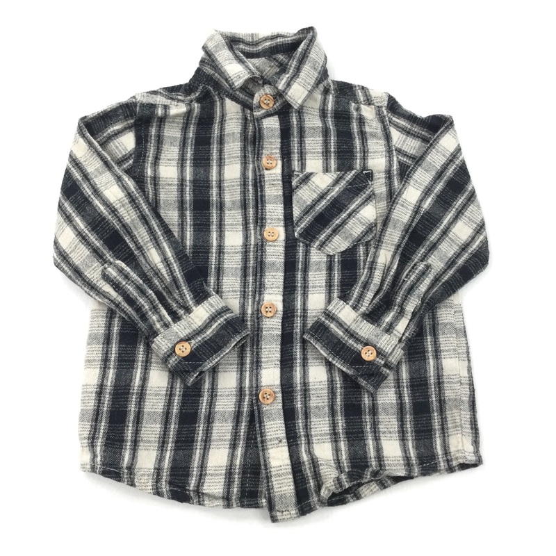Cream & Black Check Long Sleeve Shirt - Boys 12-18 Months