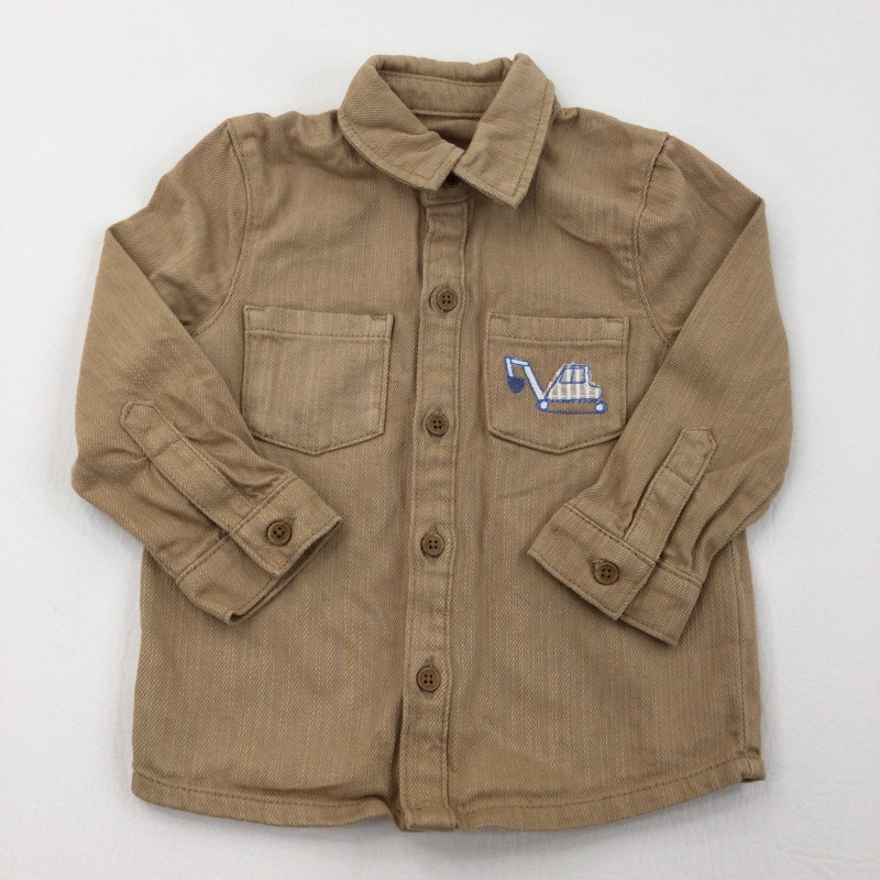 Digger Pocket Light Tan Long Sleeve Shirt - Boys 12-18 Months