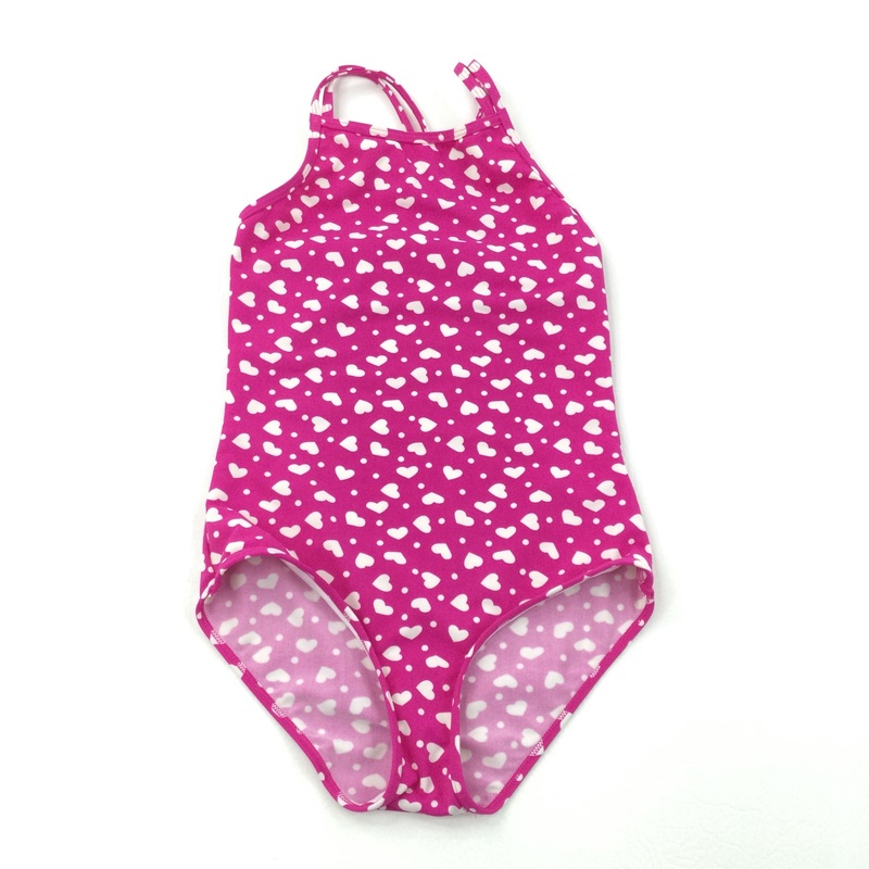 Hearts Pink & White Swimming Costume - Girls 8-9 Years