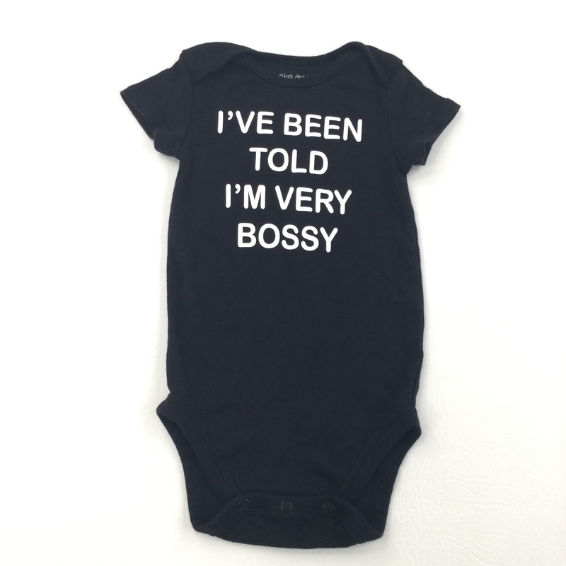 'I've Been Told I'm Very Bossy' Black Short Sleeve Bodysuit - Boys/Girls 18 Months