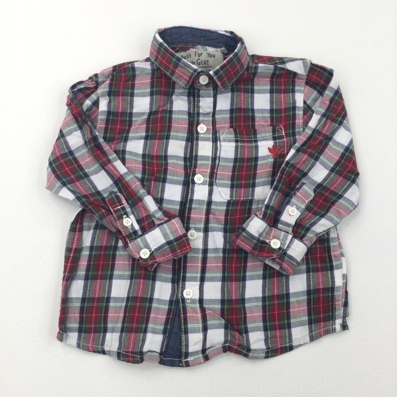 Red, Green & White Check Long Sleeve Shirt - Boys 12-18 Months