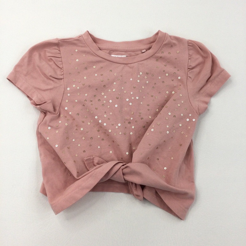 Sequins Pink Tie Front T-Shirt - Girls 6 Years