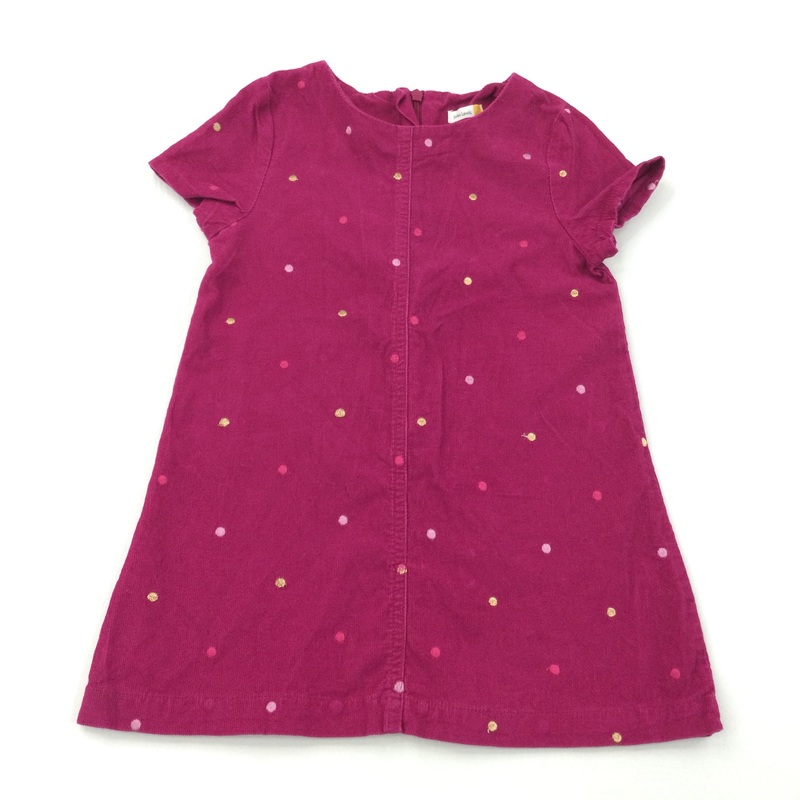 Spotty Pink Cord Short Sleeve Dress - Girls 2-3 Years