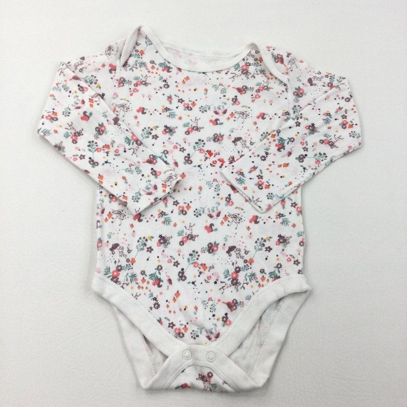 Squirrels & Birds White Long Sleeve Bodysuit - Girls 18-24 Months