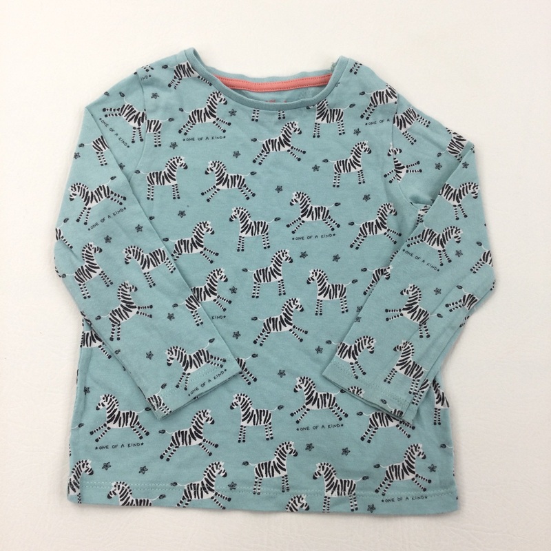Zebras Blue Long Sleeve Top - Girls 18-24 Months