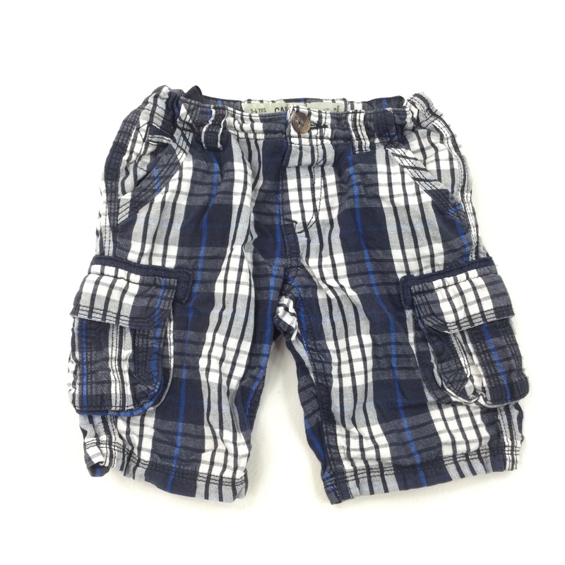 Blue & White Check Shorts - Boys 3-4 Years