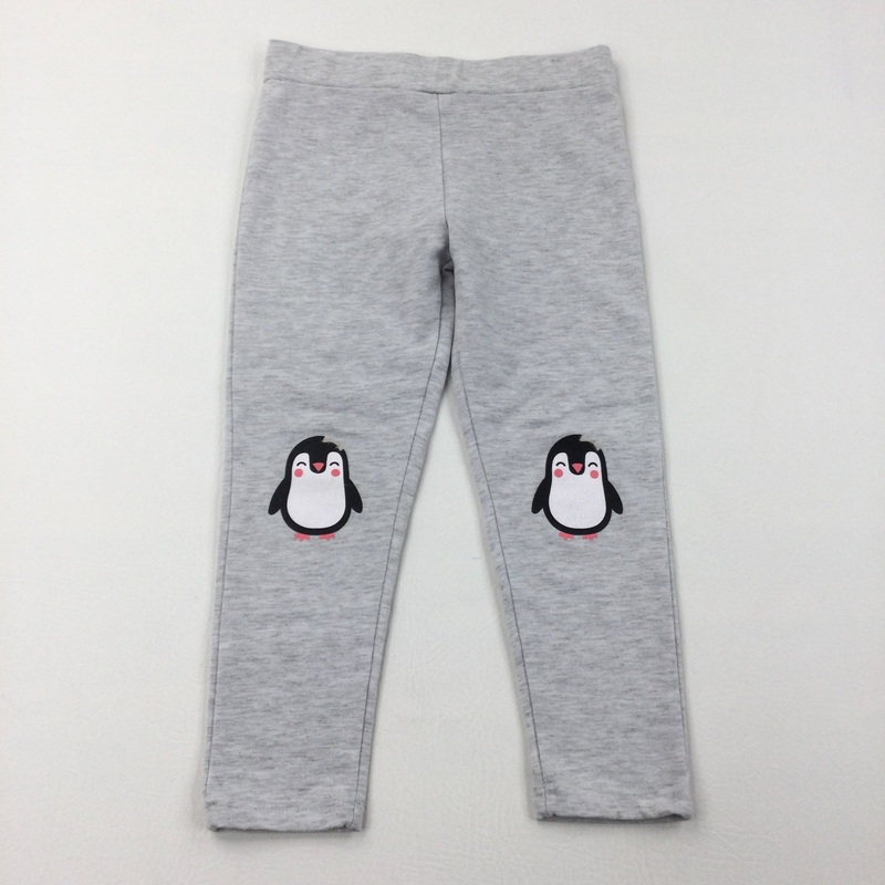 Penguin Knees Grey Leggings - Girls 4-5 Years