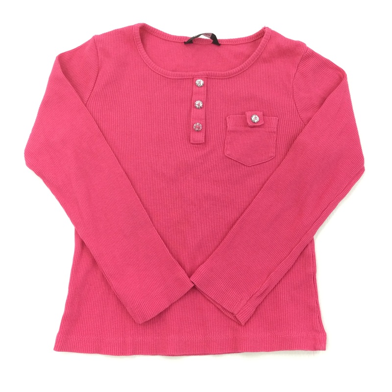 Pink Ribbed Long Sleeve Top - Girls 5-6 Years