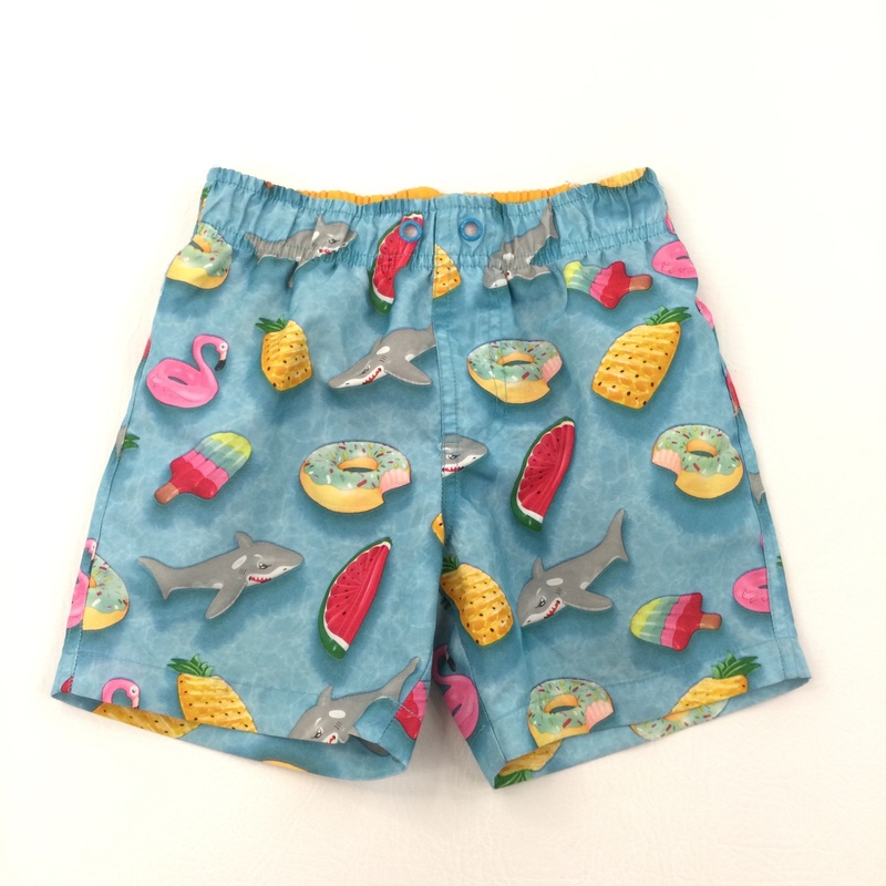 Pool Scene Blue Swimming Shorts - Boys 3-4 Years