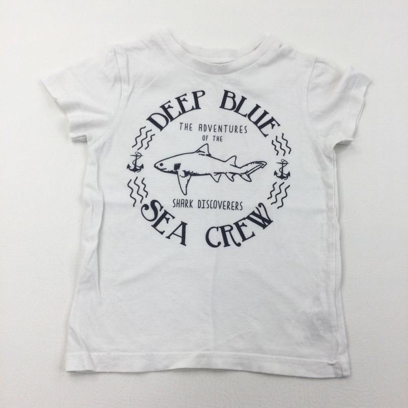 Shark White T-Shirt - Boys 3-4 Years