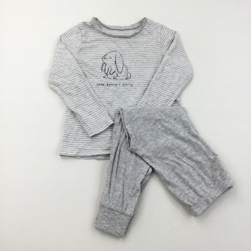 'Some Bunny's Sleepy' Grey & White Pyjamas - Girls 5-6 Years