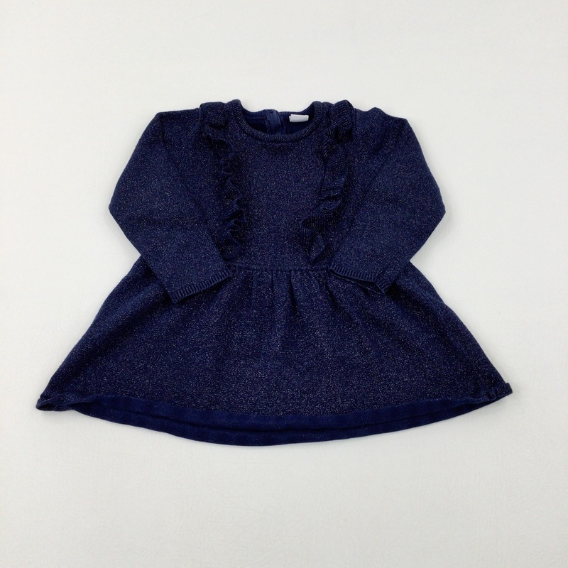 Sparkly Navy Knitted Dress - Girls 18-24 Months