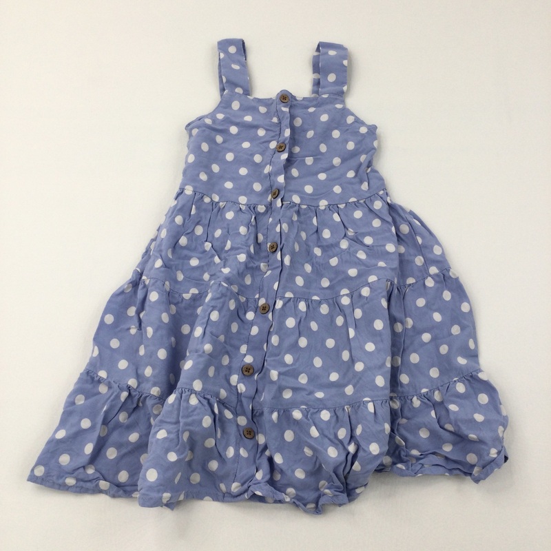 Spotty Blue & White Sleeveless Dress - Girls 5-6 Years
