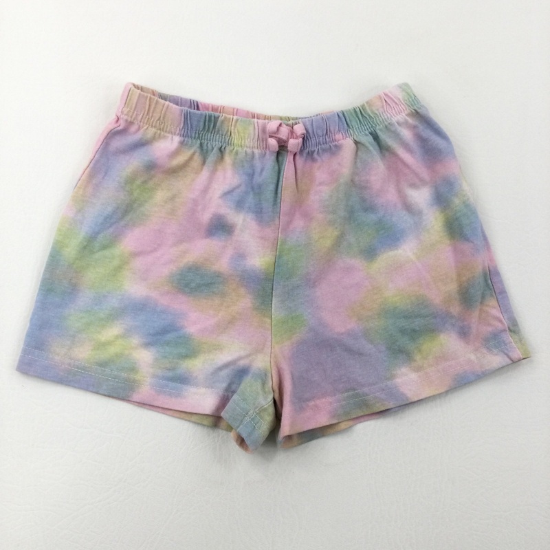 Tie Dye Look Colourful Shorts - Girls 6-7 Years